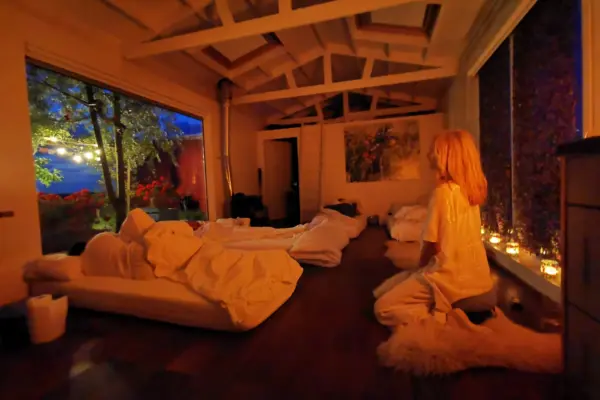 ancient-mother-ayahuasca-retreat-margriet margriet guiding ayahuasca ceremony and meditation